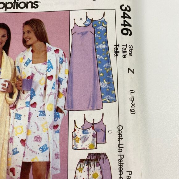 VTG Y2K McCalls 3446 SEWING Pattern Misses Loose Fitting Sleepwear Pajamas Robe - Picture 9 of 10